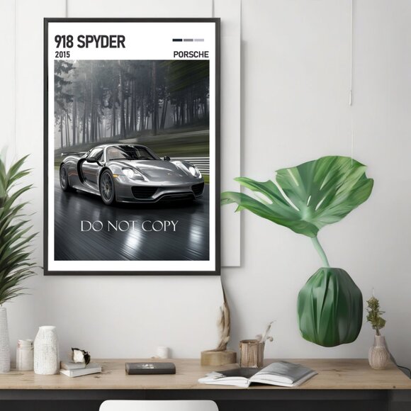 Porsche 918 Spyder 11x17 Framed Poster - Wall Art - Modern Automotive Print - Picture 3 of 4